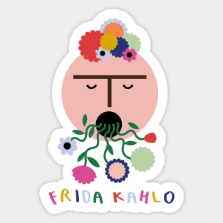 Frida Kahlo feminist mexican painter colorful summer flowers Sticker